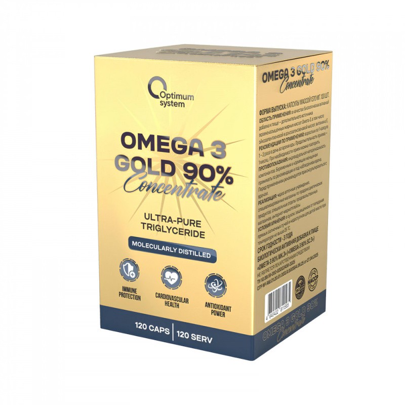 Omega 3 Gold 90% Optimum System 120 Caps - фото - 1